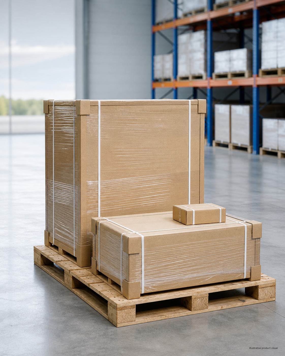 Illustrative warehouse visual of a packaged ActronAir CRA100S and EVA100S 10kW ducted system set