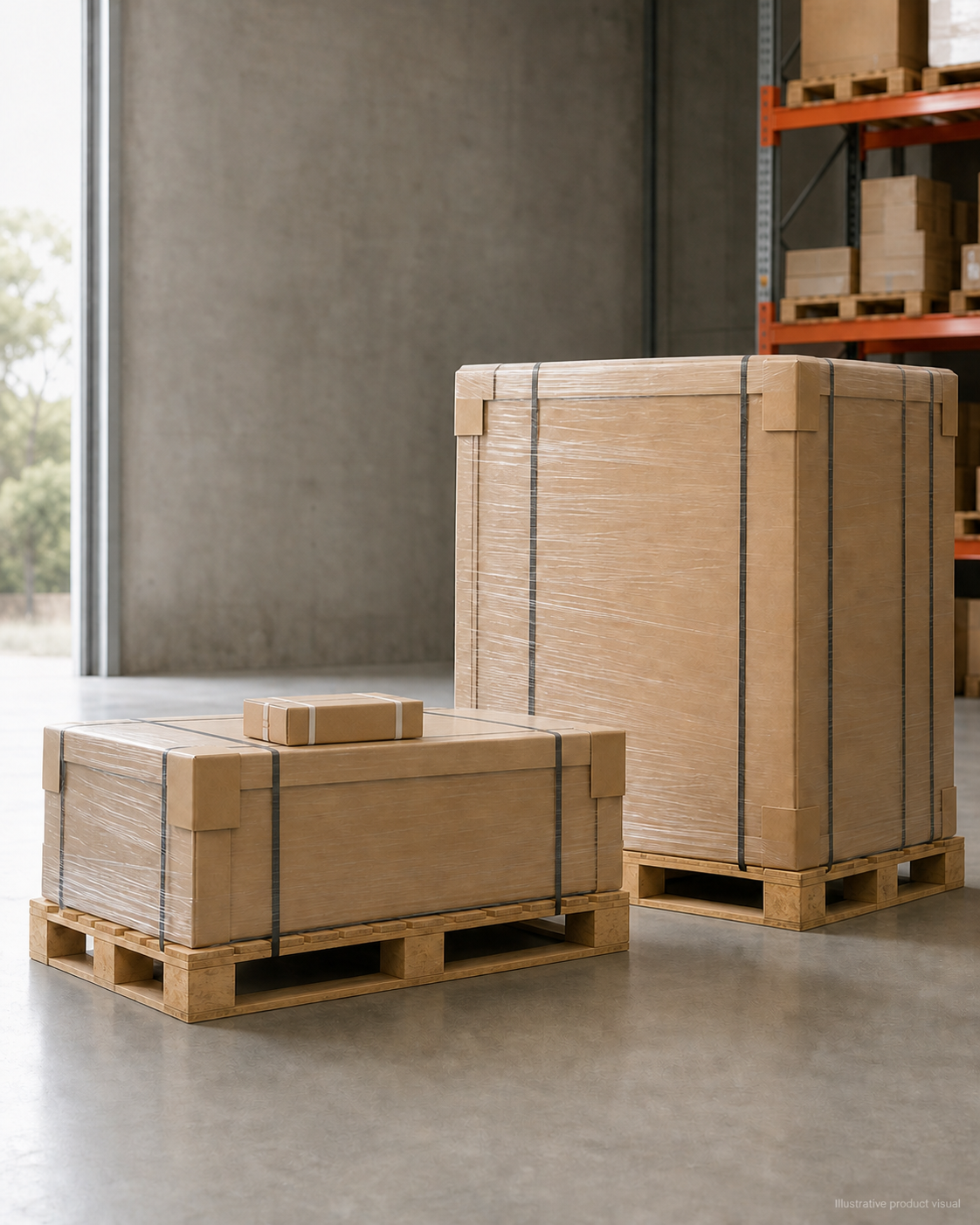 Illustrative warehouse visual of a packaged ActronAir CRA200T and EVA200S 19.1kW ducted system set